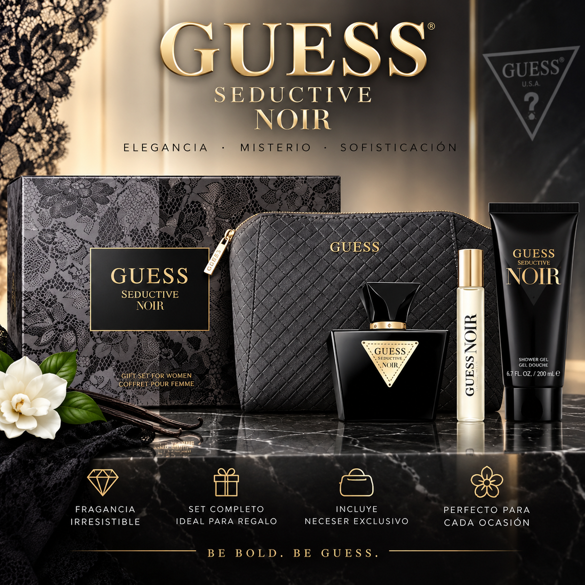 Guess Set Seductive Noir 4pc 2.5 Edt L